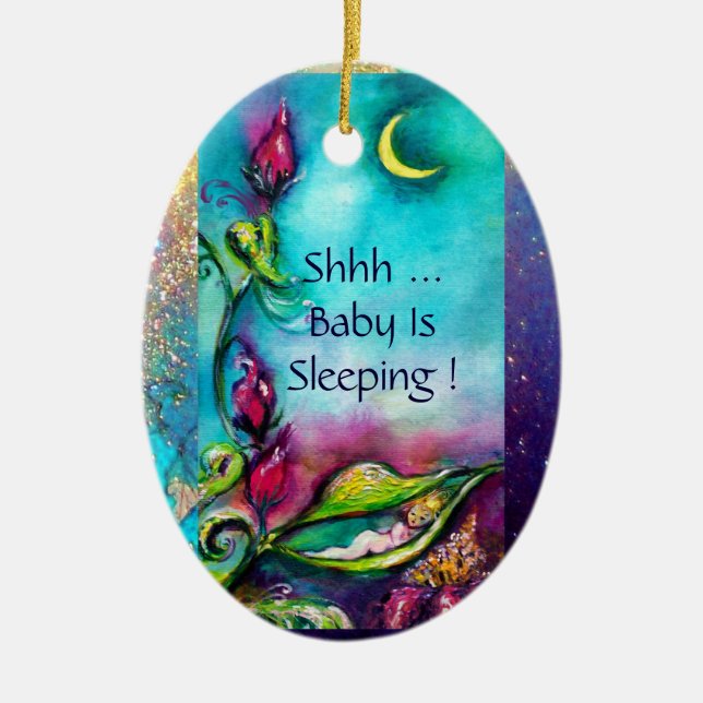 THUMBELINA BLUE SAPPHIRE  MONOGRAM DOOR HANGER CERAMIC ORNAMENT (Front)