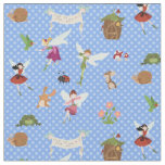 Thumbelina Fairies Flower Angels blue polka dots Fabric