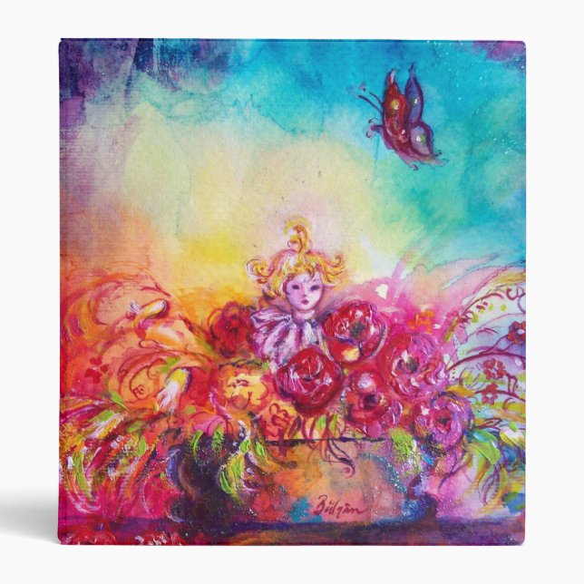 THUMBELINA,FLOWER BASKET AND BUTTERFLY 3 RING BINDER (Front)