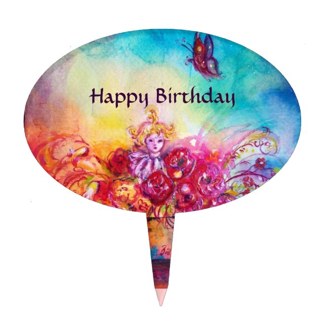 THUMBELINA ,FLOWER BASKET AND BUTTERFLY CAKE TOPPER (Front)