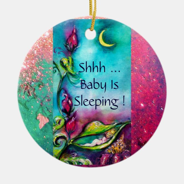 THUMBELINA ,FLOWER BASKET AND BUTTERFLY CERAMIC ORNAMENT (Front)