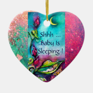 THUMBELINA ,FLOWER BASKET AND BUTTERFLY CERAMIC ORNAMENT