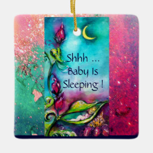 THUMBELINA ,FLOWER BASKET AND BUTTERFLY CERAMIC ORNAMENT