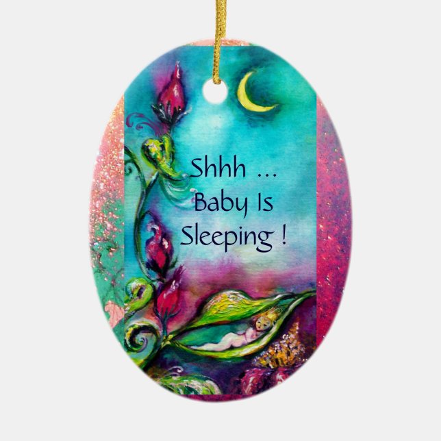 THUMBELINA ,FLOWER BASKET AND BUTTERFLY CERAMIC ORNAMENT (Front)