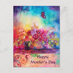 THUMBELINA,FLOWER BASKET AND BUTTERFLY POSTCARD