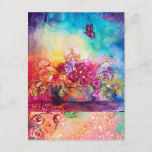 THUMBELINA,FLOWER BASKET AND BUTTERFLY POSTCARD