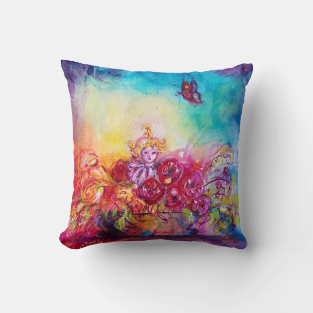 THUMBELINA,FLOWER BASKET AND BUTTERFLY THROW PILLOW (Front)