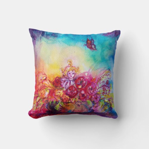 THUMBELINA  FLOWER BASKET AND BUTTERFLY THROW PILLOW