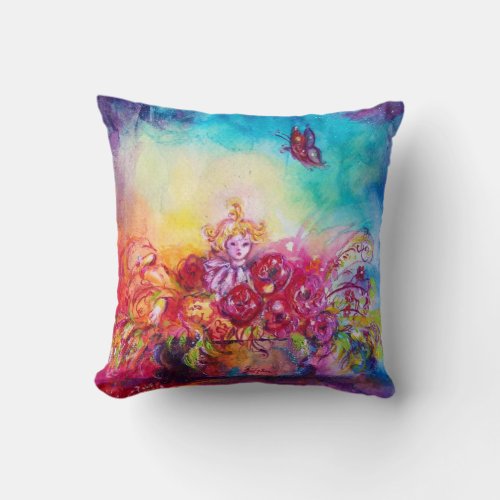 THUMBELINAFLOWER BASKET AND BUTTERFLY THROW PILLOW