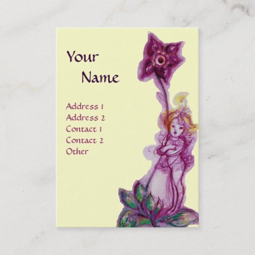 THUMBELINA MONOGRAM Purple Violet Flower Fairy Business Card