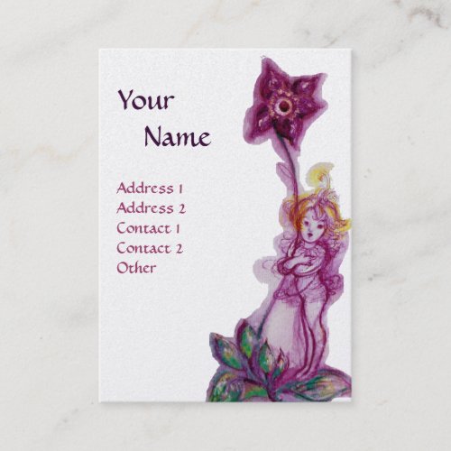 THUMBELINA MONOGRAM Purple Violet Flower White Business Card