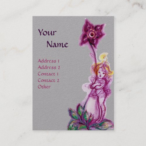 THUMBELINA MONOGRAM Ultra Violet Flower Grey Paper Business Card