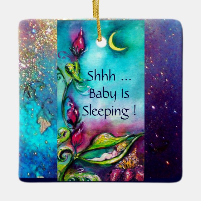 THUMBELINA  PINK RUBY HEART MONOGRAM DOOR HANGER CERAMIC ORNAMENT (Front)