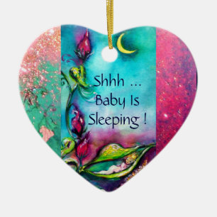 THUMBELINA  PINK RUBY HEART MONOGRAM DOOR HANGER CERAMIC ORNAMENT