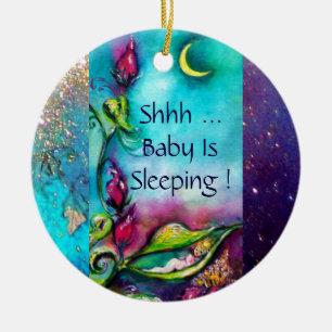 THUMBELINA  PINK RUBY HEART MONOGRAM DOOR HANGER CERAMIC ORNAMENT