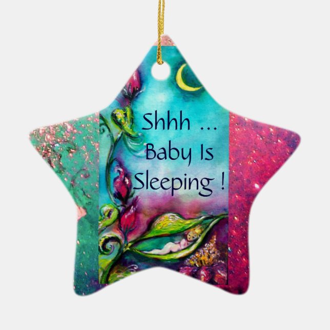 THUMBELINA  PINK RUBY STAR MONOGRAM DOOR HANGER CERAMIC ORNAMENT (Front)