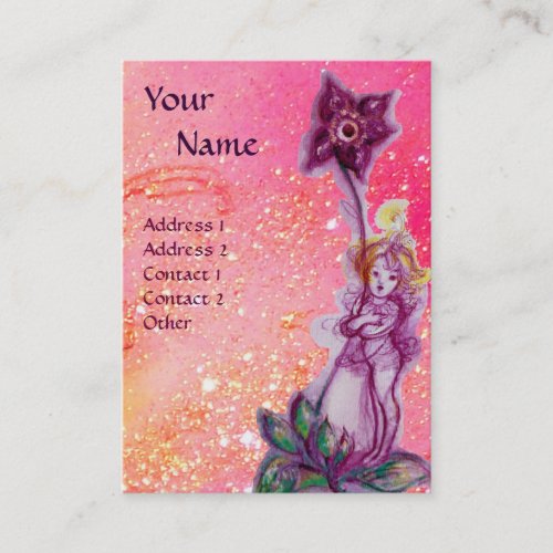 THUMBELINA PURPLE FLOWER IN PINK FUCHSIA SPARKLES BUSINESS CARD