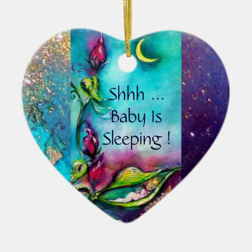 THUMBELINA  SAPPHIRE HEART MONOGRAM DOOR HANGER CERAMIC ORNAMENT