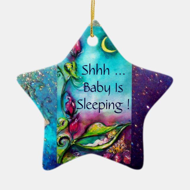 THUMBELINA  SAPPHIRE STAR MONOGRAM DOOR HANGER CERAMIC ORNAMENT (Front)