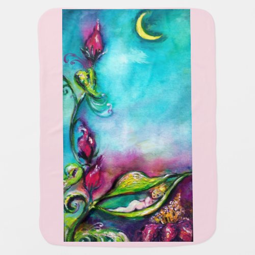 THUMBELINA SLEEPING BETWEEN ROSE LEAVES BABY BLANKET