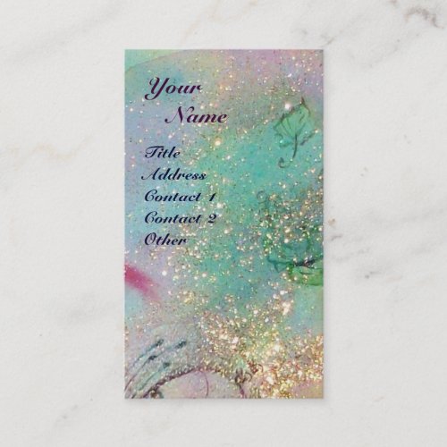 THUMBELINA SLEEPING BETWEEN ROSE LEAVES BUSINESS CARD