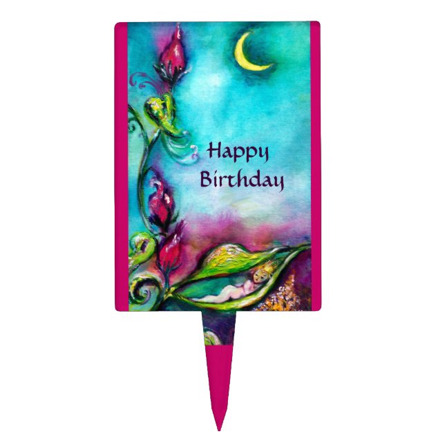 THUMBELINA SLEEPING BETWEEN ROSE LEAVES CAKE TOPPER (Front)