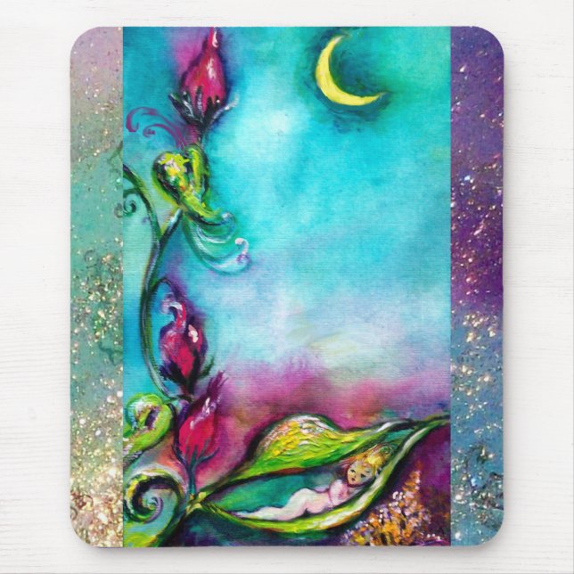 THUMBELINA SLEEPING BETWEEN ROSE LEAVES MOUSE PAD (Front)