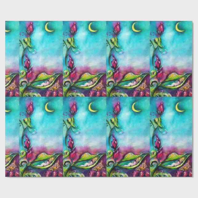 THUMBELINA SLEEPING BETWEEN ROSE LEAVES WRAPPING PAPER (Flat)