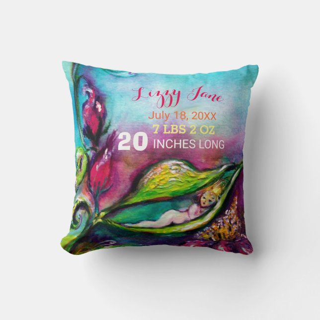 THUMBELINA SLEEPING IN ROSE LEAVES Baby Status Throw Pillow (Front)