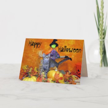 Thumbelina's Cat Halloween Wishes Greeting Card