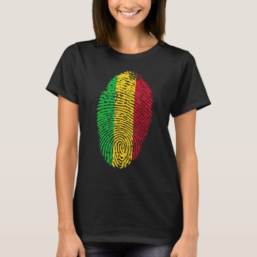 Thumbprint Fingerprint Mali Flag West Africa T_Shirt