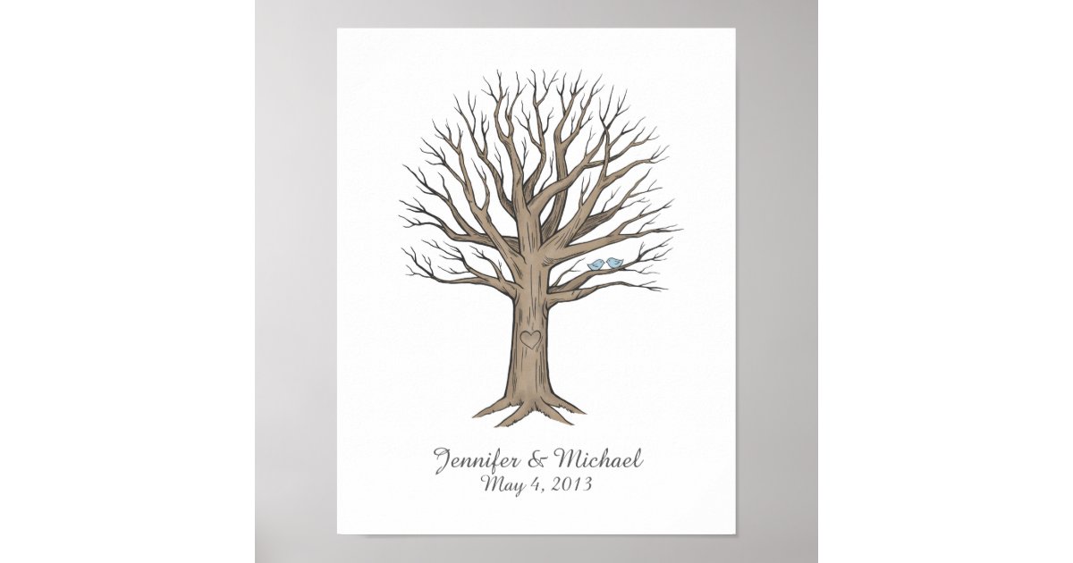 Wedding Fingerprint Tree Guest Book Poster INKS INCLUDED Custom Fingerprint  PRINTED Wedding Day Signs Wedding Reception Signs 