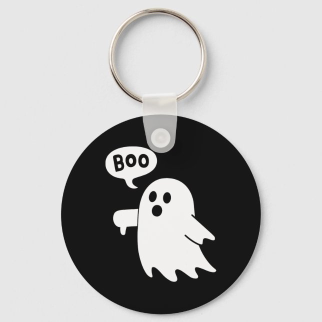 Thumbs Down Ghost Screaming Boo Disapproval Ghost  Keychain (Front)