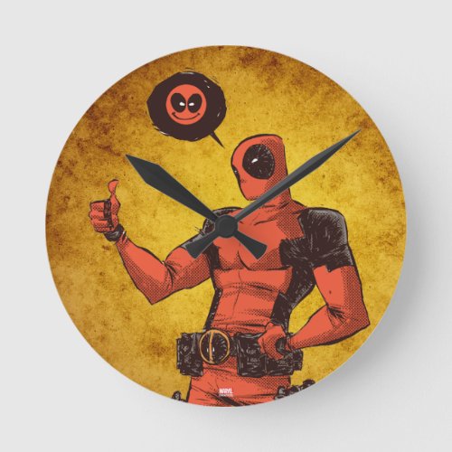 Thumbs Up Deadpool With Emote Round Clock