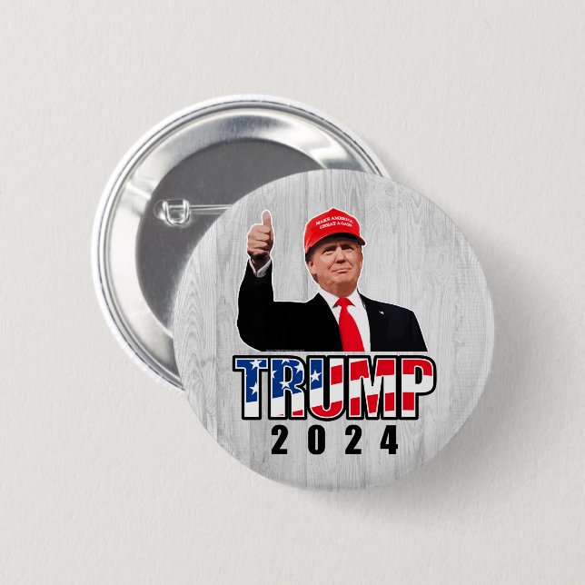 Thumbs Up Donald Trump 2024 Button (Front & Back)