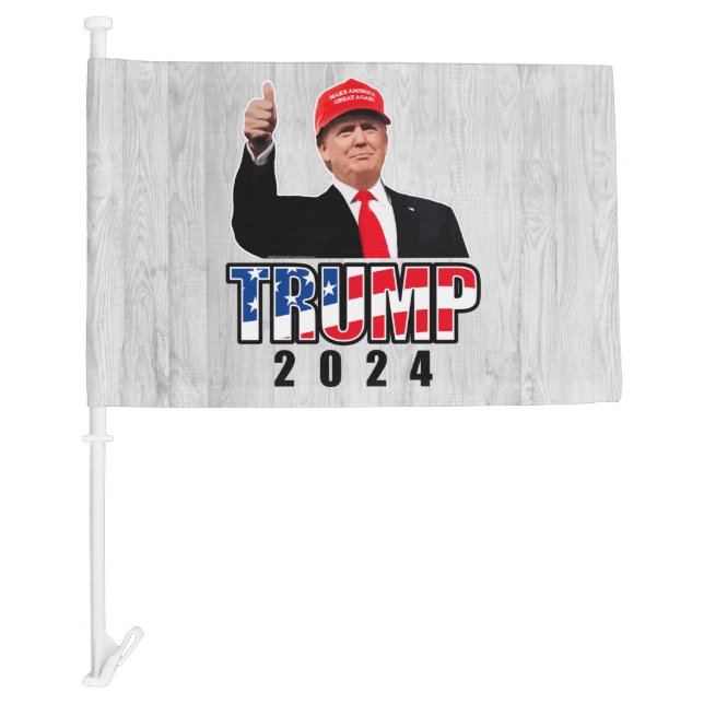 Thumbs Up Donald Trump 2024 Car Flag (Front)