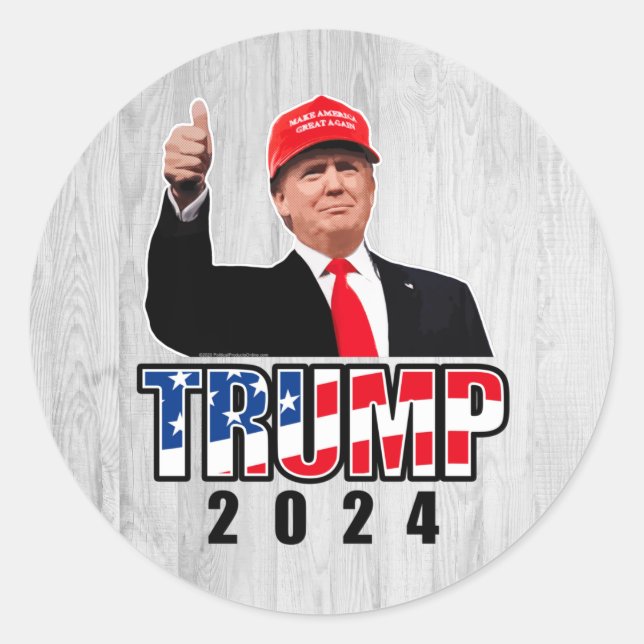 Thumbs Up Donald Trump 2024 Classic Round Sticker (Front)