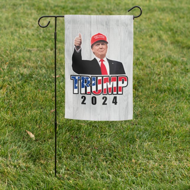 Thumbs Up Donald Trump 2024 Garden Flag (In SItu)