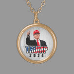 Thumbs Up Donald Trump 2024 Gold Plated Necklace