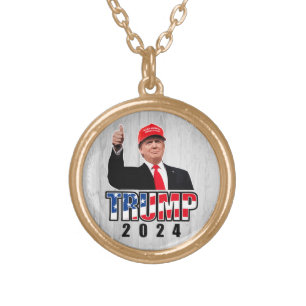 Thumbs Up Donald Trump 2024 Gold Plated Necklace