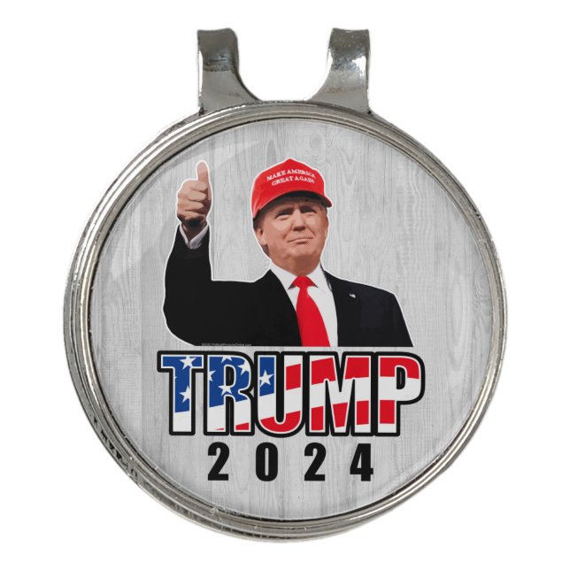 Thumbs Up Donald Trump 2024 Golf Hat Clip (Front)