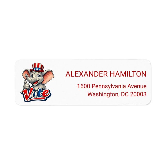  Thumbs Up Elephant Vote Return Address Label (Front)