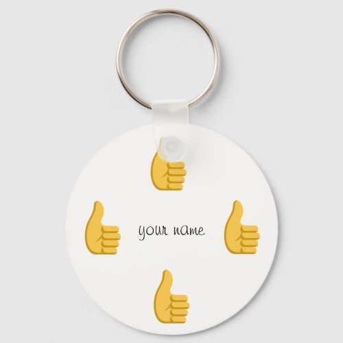 Thumbs up Emoji and  Your Name Here  Keychain