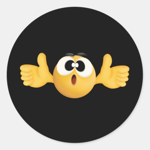 thumbs up emoji black and white background classic round sticker