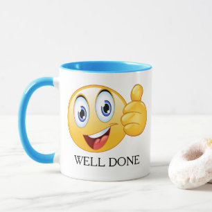 Thumbs Up Emoji Well Done Smiling Face Customized Mug