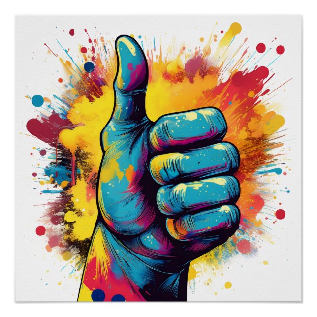 Thumbs Up Explosion – Bold and Playful Pop Art Poster (Front)