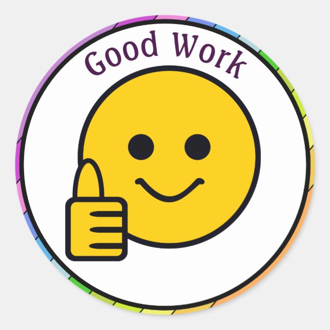 Thumbs Up Face Good Work Classic Round Sticker (Front)