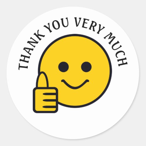 Thumbs Up Face Thank You Very Much Classic Round Sticker