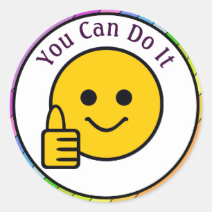 Thumbs Up Face You Can Do It Classic Round Sticker