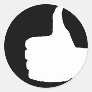 Thumbs Up Gesture, Black Back Classic Round Sticker